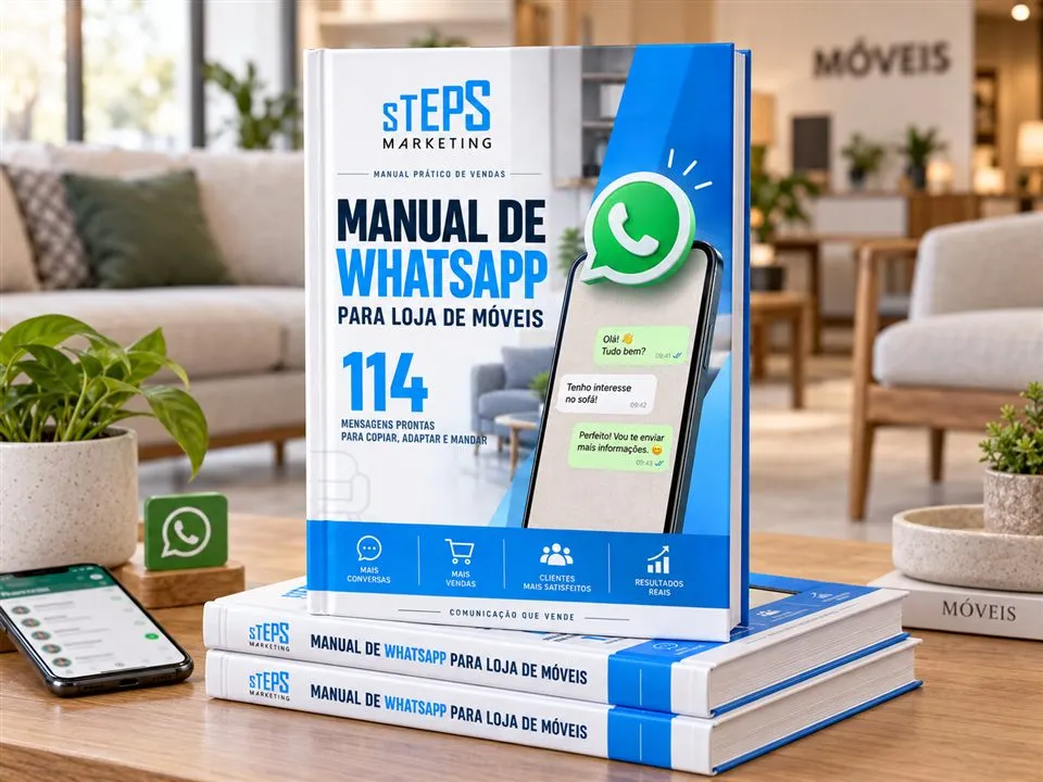 Manual de WhatsApp para Loja de Móveis — simulação de conversa no WhatsApp